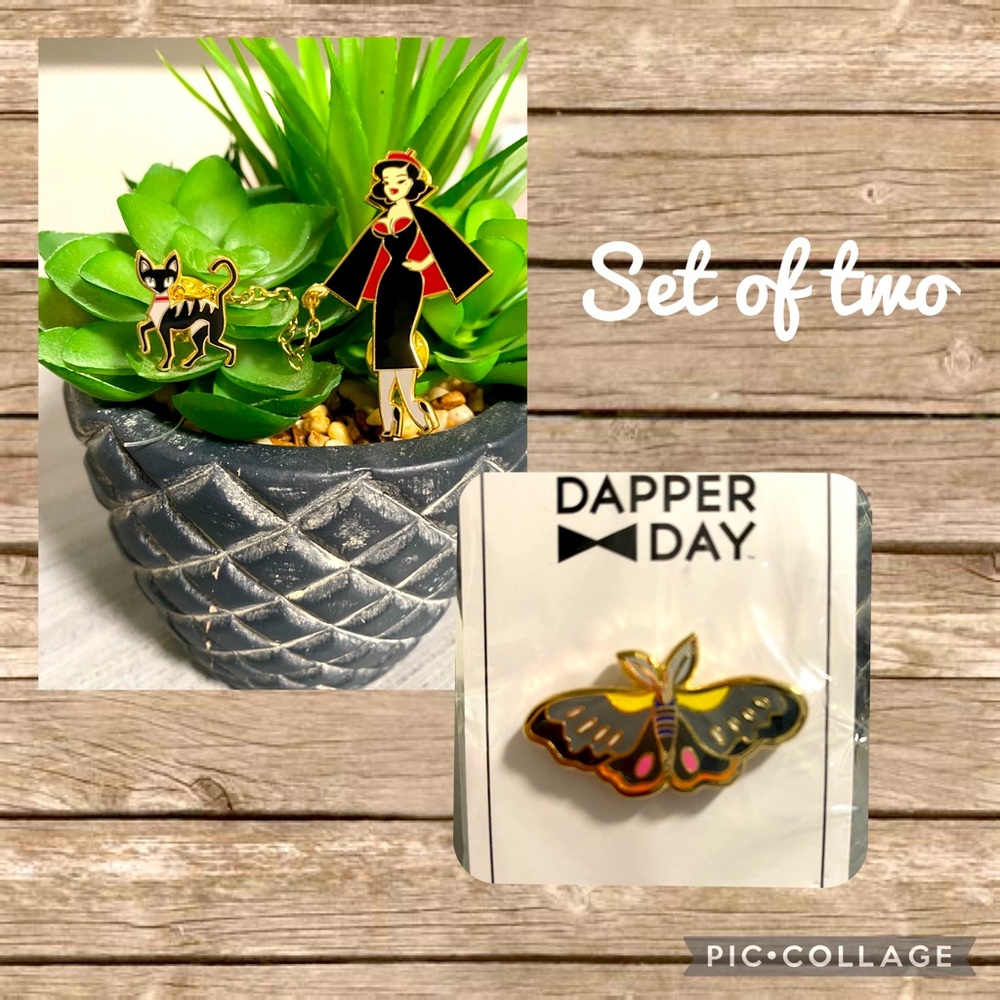 Set of 2 pins NWOT One Disney Dapper Days pin One Dita Von Teese with cat pin